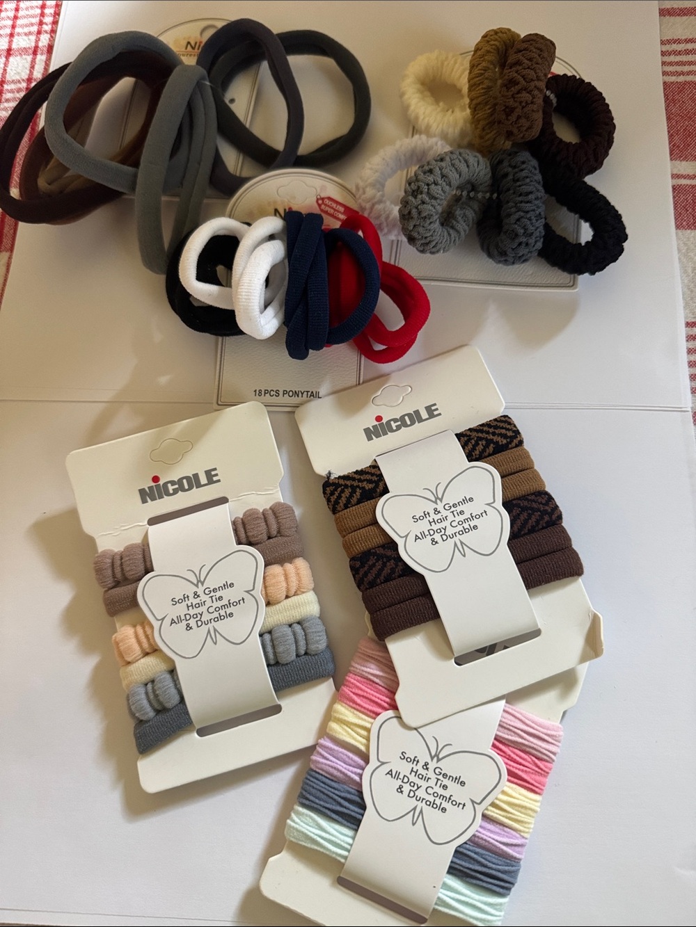 Nicole soft&getle Elastic Hair Tie Set Assorted Colors 6sets 52 ties
